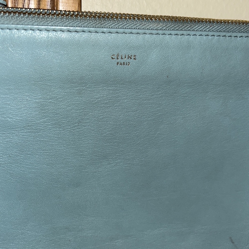 Celine large trio aqua leather Crossbody - Picture 3 of 11